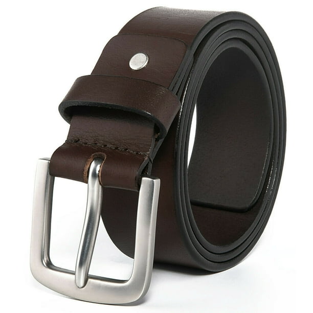Leather Mens Belt Strap 100% Genuine FullGrain Real Black Brown Tan Coffee Jeans